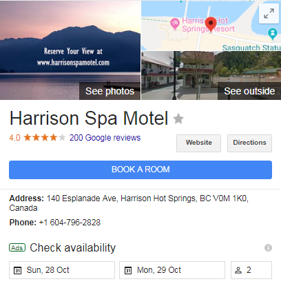 With Google Hotel Ads, guests can easily see the availability, and book their stay. 
