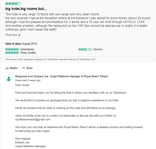 booking review hotel