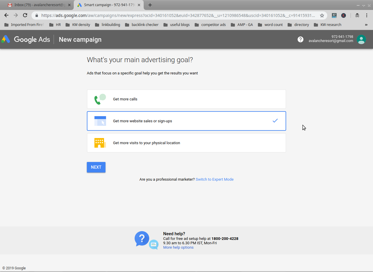 Select your objective to run Google Ads