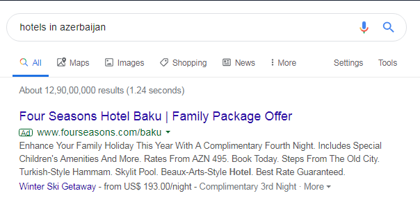 Google search ad example