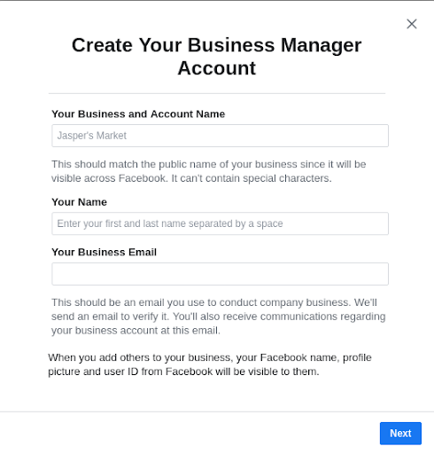 Create a Facebook Ad account