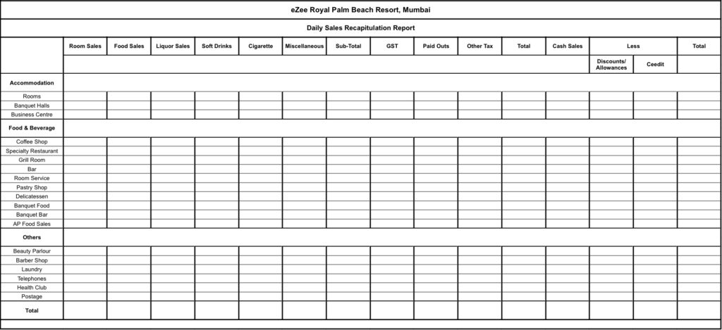 This is how a hotel's daily sales report looks.