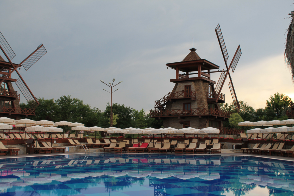 Here's a resort that had access to windmill for clean energy