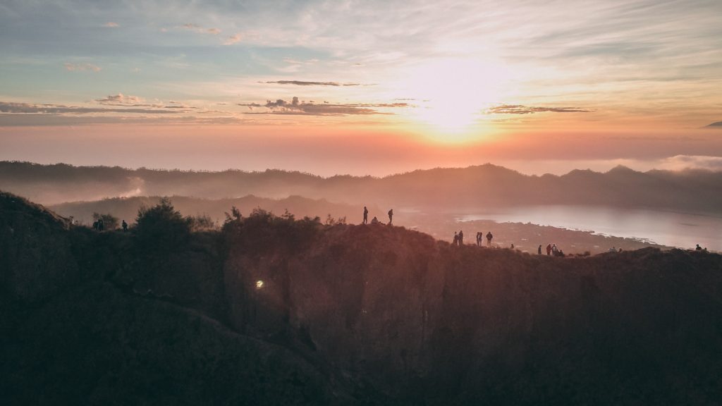 A view of sunrise at Mount Batur in Indonesia