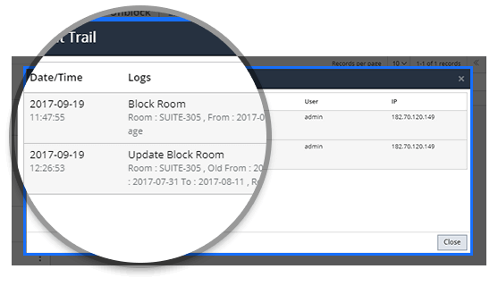 Block Room Audit Trails
