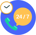 24x7x365 live support via chat, emails and calls
