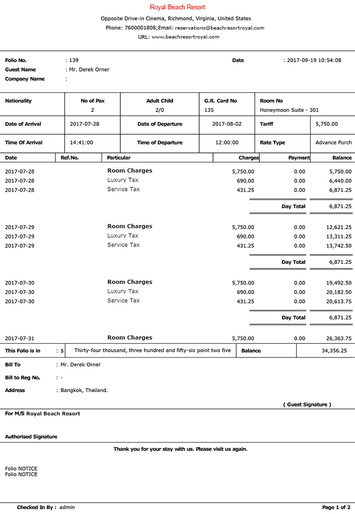 Folios, Vouchers and Invoices